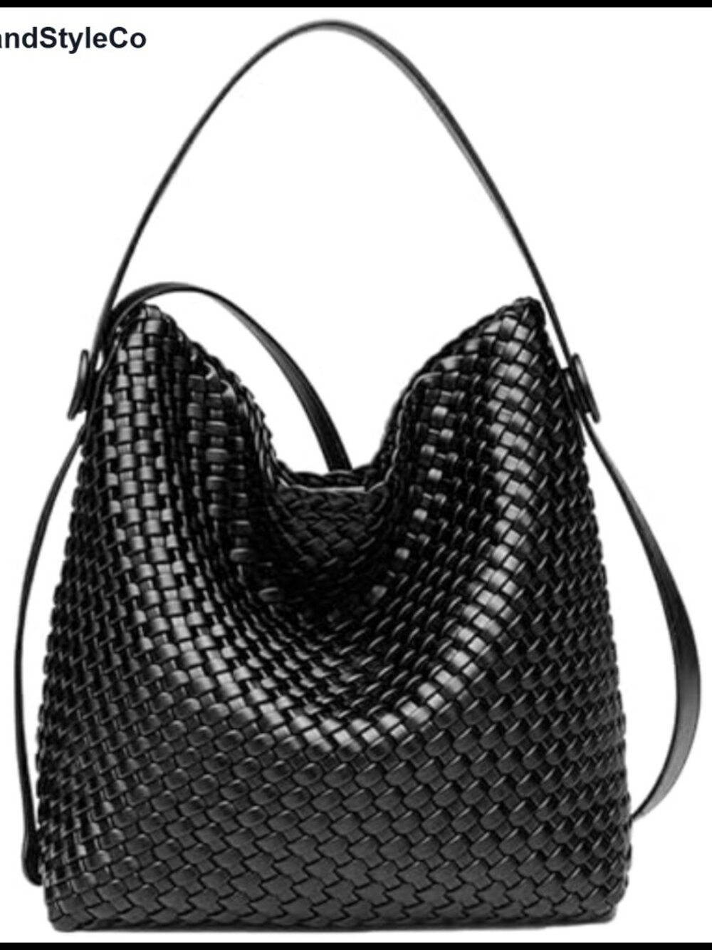 Woven Tote Bag Vegan Leather Shoulder Bag Large Travel Shopper Handbag